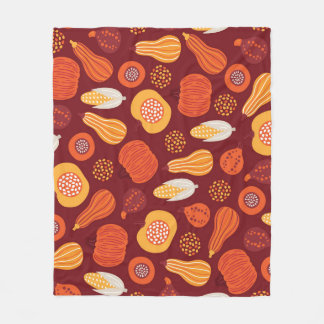 Couverture Polaire Merci Citrouille Brown Motif sans Seamless.