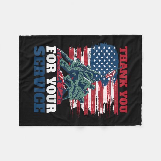 Couverture Polaire Merci Drapeau Usa Pour Votre Service - Anciens Com (Devant (Horizontal))