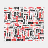 Couverture Polaire Merci multilingue noir rouge typographie (Devant (Horizontal))