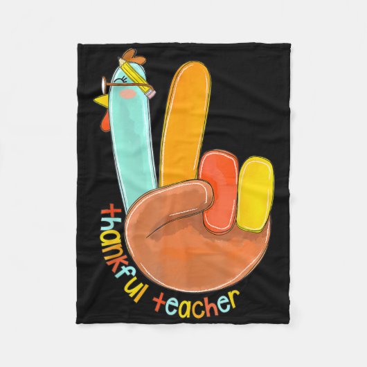 Couverture Polaire Merci Professeur amusant Thanksgiving Peace Hand S (Devant)