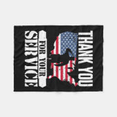 Couverture Polaire Merci Service vétéran salue Patriot Militaire (Devant (Horizontal))