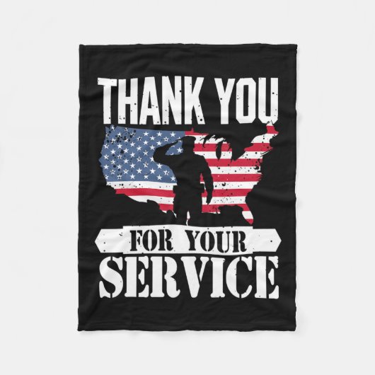 Couverture Polaire Merci Service vétéran salue Patriot Militaire (Devant)