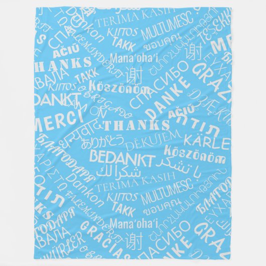 Couverture Polaire Merci Texte multilingue bleu polaire (Devant)