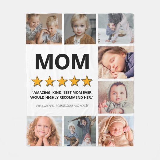 Couverture Polaire Mère 5 étoiles | Photo Collage Maman (Devant)