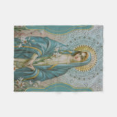 Couverture Polaire Mère bénie Mary de Vierge avec des lis (Devant (Horizontal))
