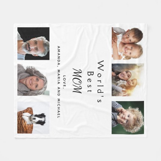 Couverture Polaire Mère collage photo blanc (Devant (Horizontal))
