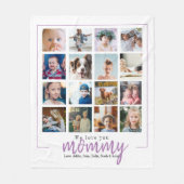 Couverture Polaire Mère de collage photo avec script moderne violet (Devant)