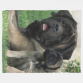 Couverture Polaire MÈRE et CHIOT de MASTIFF (Devant (Horizontal))
