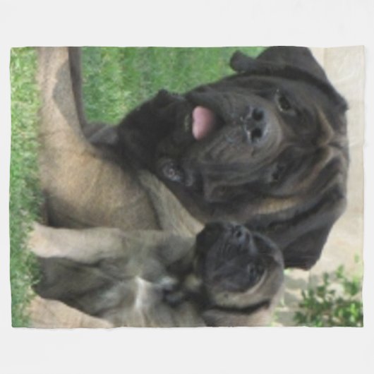 Couverture Polaire MÈRE et CHIOT de MASTIFF (Devant (Horizontal))