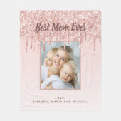 Couverture Polaire Mère Jamais photo parties scintillant rose pâle (Devant)