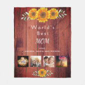 Couverture Polaire Mère Meilleure maman photo de famille collage rust (Devant)