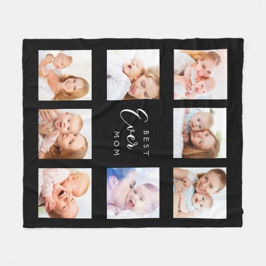 Couverture Polaire Mère noir photo collage (Devant (Horizontal))