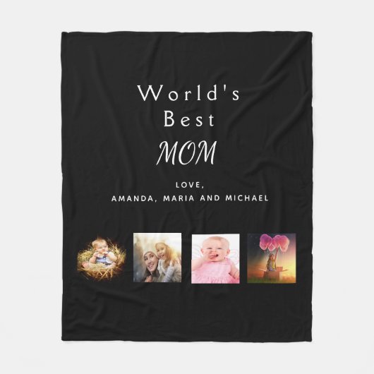 Couverture Polaire Mère noir photo collage (Devant)