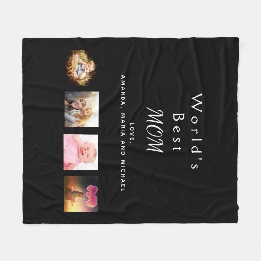 Couverture Polaire Mère noir photo collage (Devant (Horizontal))