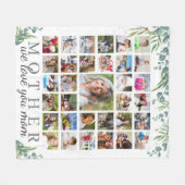 Couverture Polaire MÈRE We Love You 33 Photo Collage Botanique (Devant (Horizontal))