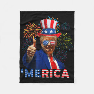 Couverture Polaire Merica 4 juillet amusant feu d'artifice Trump Indé