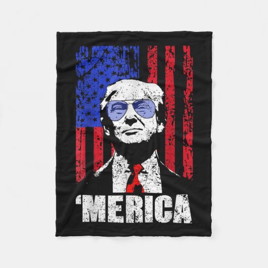 Couverture Polaire Merica Trump 4 juillet heureux Trump Drapeau améri (Devant)