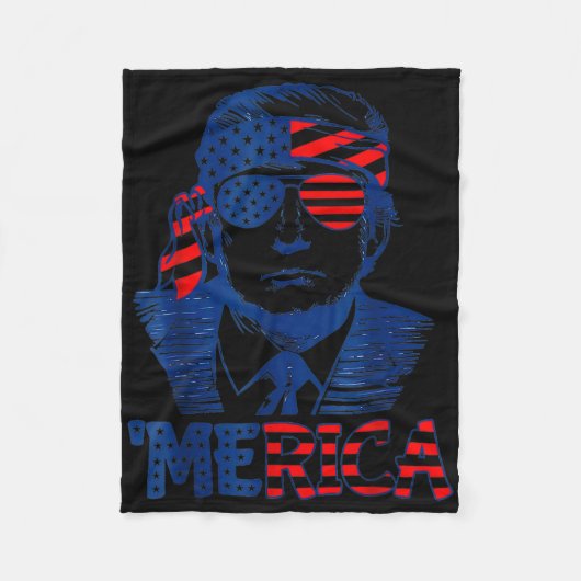 Couverture Polaire Merica Trump 4 juillet heureux Trump Drapeau améri (Devant)