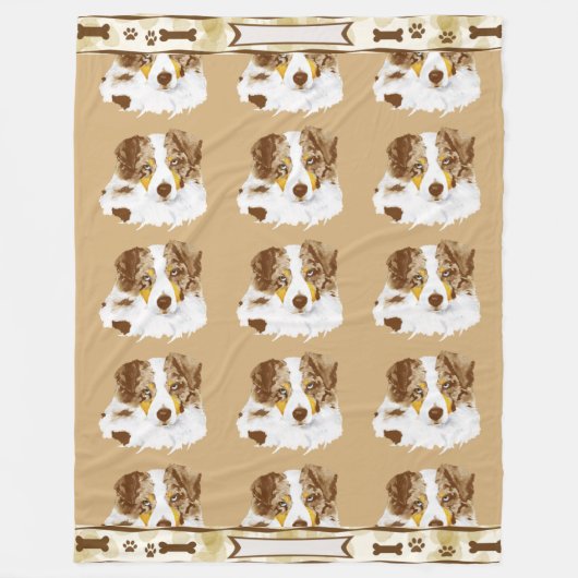 Couverture Polaire Merle rouge w/Tan australien laisse le cust. (Devant)