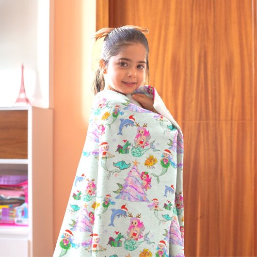 Couverture Polaire Mermaid Celebrating Christmas With Friends