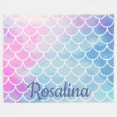 Couverture Polaire Mermaid Scales Nom Girl (Devant (Horizontal))