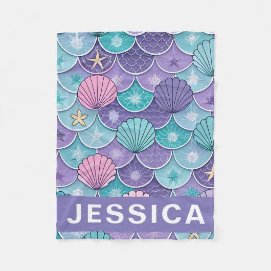 Couverture Polaire Mermaid Scales Seashell Pattern Fantasy (Devant)