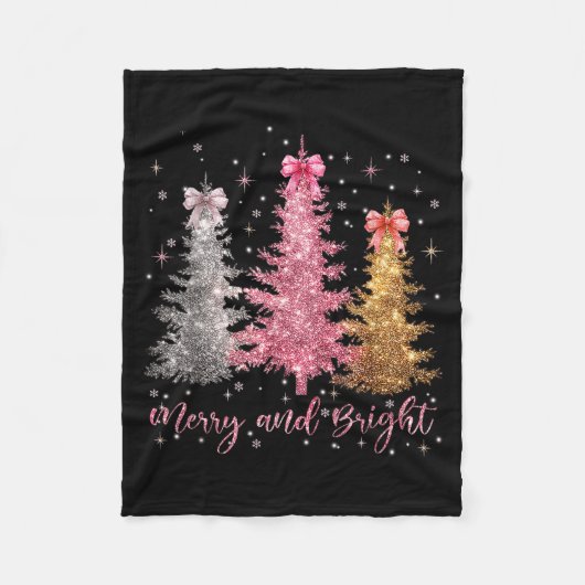 Couverture Polaire Merry And Bright Santa Christmas Tree Lights Pajam (Devant)