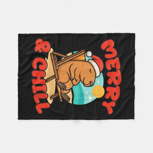 Couverture Polaire Merry And Chill Capybara _ Funny Cute Capybara San (Devant (Horizontal))