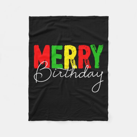 Couverture Polaire Merry Birthday, Born On Christmas Day  (Devant)