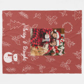 Couverture Polaire Merry & Bright Boho Floral Noël (Devant (Horizontal))