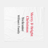 Couverture Polaire Merry Bright Christmas ajouter nom de famille bien (Devant (Horizontal))