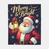 Couverture Polaire Merry Bright Santa Holding Lantern Illustration (Devant)
