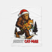 Couverture Polaire Merry Catmas Bigfoot And Lights Santa Hat Funny Ca (Devant)