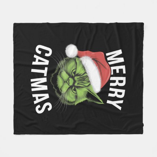 Couverture Polaire Merry Catmas Funny Amoureux de les chats Noël (Devant (Horizontal))