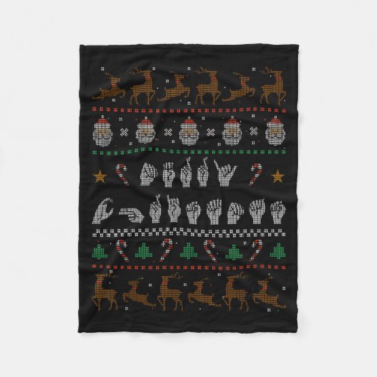 Couverture Polaire Merry Christmas Asl Sign Language Deaf Pride Sped (Devant)
