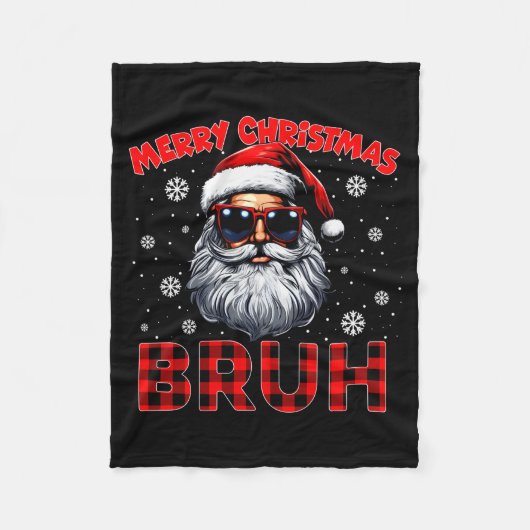 Couverture Polaire Merry Christmas Bruh Red Plaid Funny Santa Claus M (Devant)