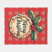 Couverture Polaire Merry Christmas Cookie with Holly Berries Red (Devant (Horizontal))
