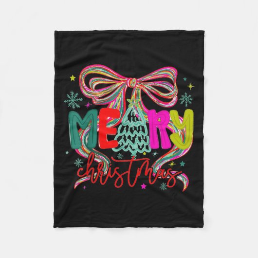 Couverture Polaire Merry Christmas Coquette Preppy Bow Tree For Woman (Devant)