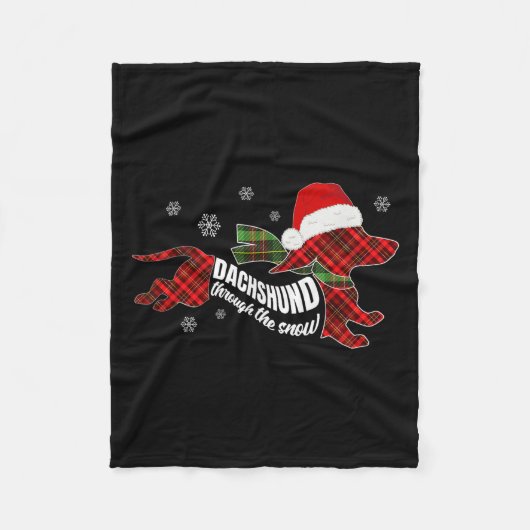 Couverture Polaire Merry Christmas Dachshund Dog Through The Snow Pla (Devant)