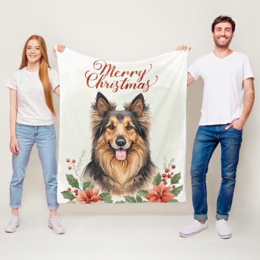 Couverture Polaire Merry Christmas Dog Cozy Winter Holiday Blanket (En situation)