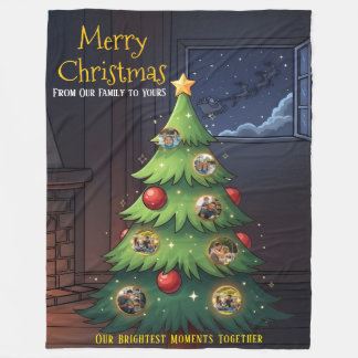 Couverture Polaire Merry Christmas Family Tree Photo Blanket – Person