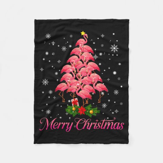 Couverture Polaire Merry Christmas Flamingo Snowflake Tree Xmas Men W (Devant)