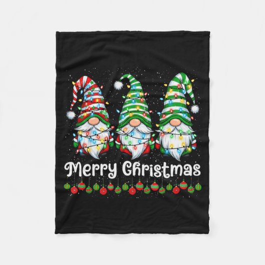 Couverture Polaire Merry Christmas Gnomes Light Family Gnome Xmas Mat (Devant)