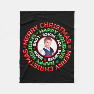 Couverture Polaire Merry Christmas Happy Holidays Photo 