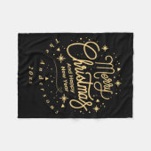 Couverture Polaire Merry Christmas Happy New Year Modern Green Gold  (Devant (Horizontal))