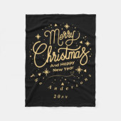 Couverture Polaire Merry Christmas Happy New Year Modern Green Gold  (Devant)