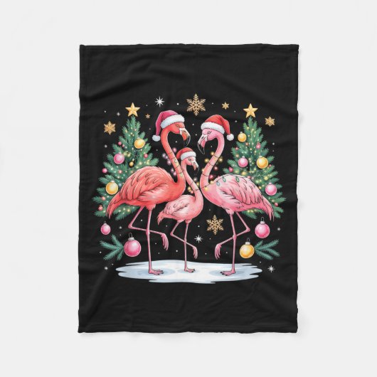 Couverture Polaire Merry Christmas Hat Santa Flamingo Light Christmas (Devant)