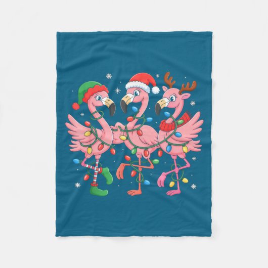 Couverture Polaire Merry Christmas Hat Santa Flamingo Light Christmas (Devant)