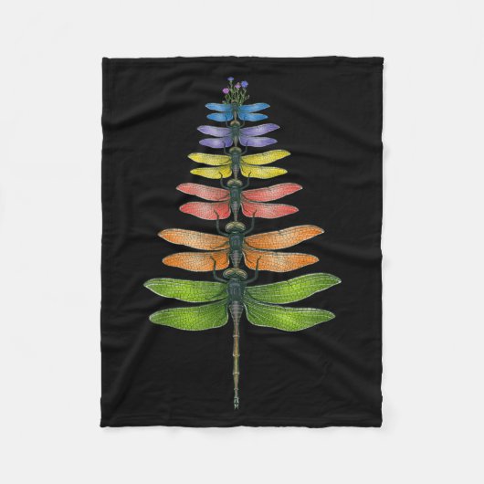 Couverture Polaire Merry Christmas Insect Dragonfly Xmas Tree  (Devant)
