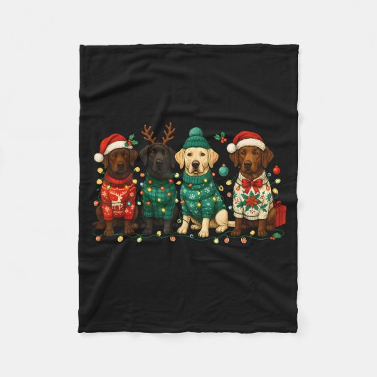 Couverture Polaire Merry Christmas Labrador Dog Retro Xmas Puppy Men  (Devant)